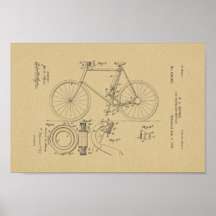 1898 Vintage Air Bicycle Patent Art Print