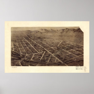 1899 Fort Collins, CO Birds Eye View Panoramic Map Poster