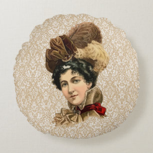 1899 Hat for Ladies #11 (Victorian era) Round Pillow