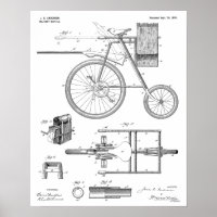 1899 Military Bicycle Patent Art Drawing Print
