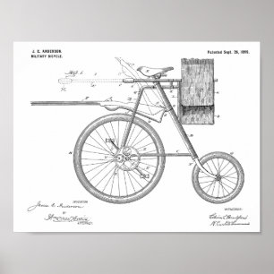 1899 Military Bicycle Patent Art Drawing Print