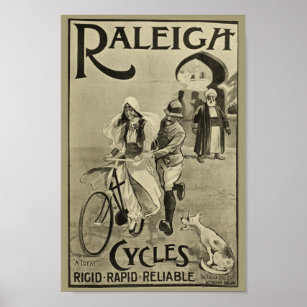 1899 Vintage Bicycle Raleigh Cycles Ad Art Poster