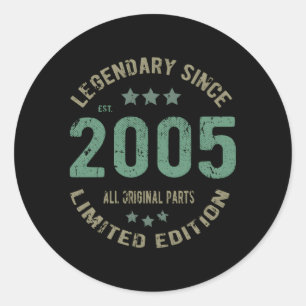 18 Bday Legend Since 2005 18Th Classic Round Sticker