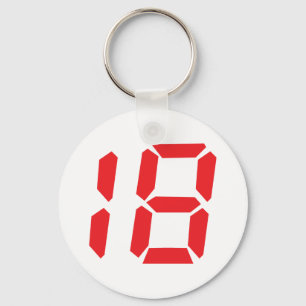18 eighteen red alarm clock digital number keychain