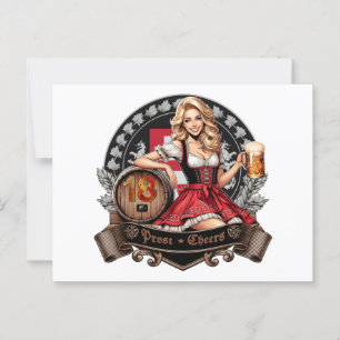 18. Geburtstag - Blondes Dirndl sagt Prost Cheers Postcard