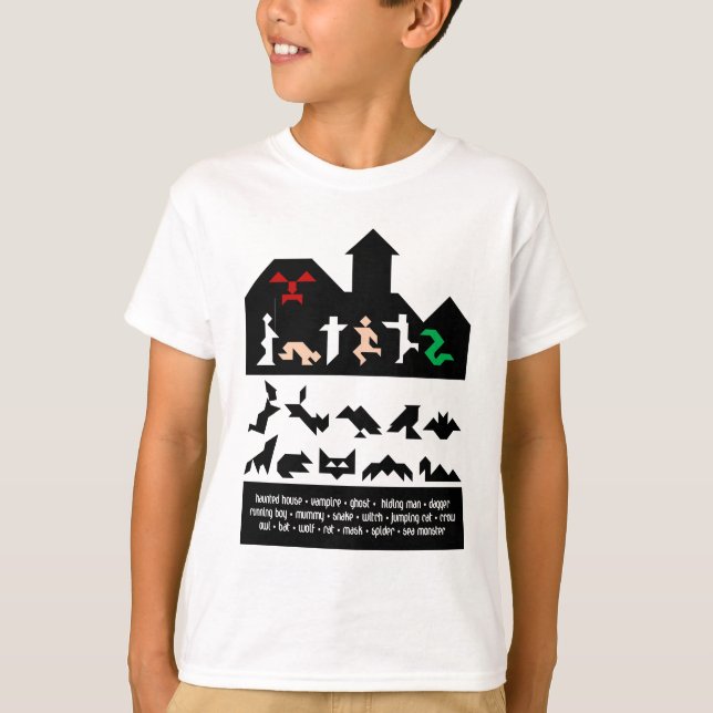 18 Halloween Tangram Images T-Shirt (Front)