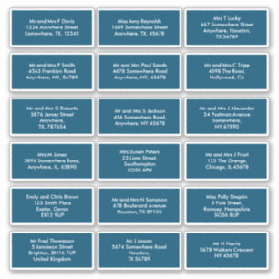 18 Individual Recipient Names Addresses Turquoise