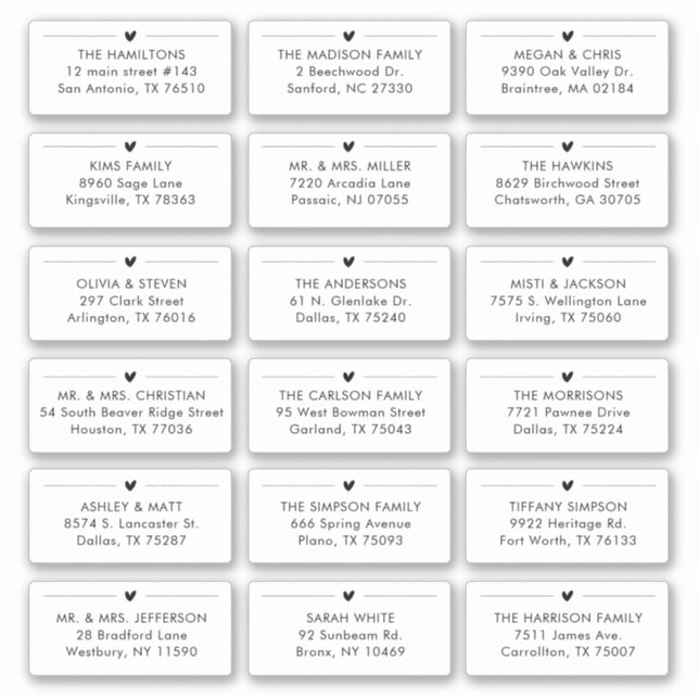 18 Modern Wedding Recipient Individual Address  (Front)