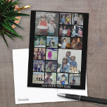 18 Photo Collage and Text - Can Edit Black Postcard<br><div class="desc">A design with a basic black background. Use up to 18 square photos to create a unique and personal gift. If you need to adjust the pictures,  click on the customize tool to make changes.</div>