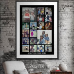 18 Photo Collage and Text - Can Edit Black Poster<br><div class="desc">A design with a basic black background. Use up to 18 square photos to create a unique and personal gift. If you need to adjust the pictures,  click on the customize tool to make changes.</div>