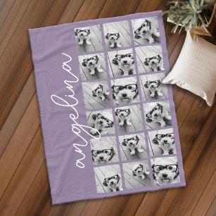 18 Photo Collage - CAN EDIT background colour Fleece Blanket