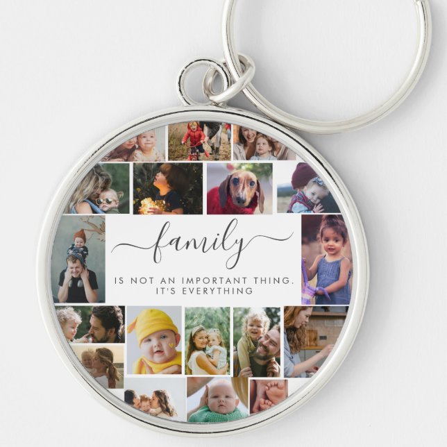 18 Photo Collage Cute Family Love Memory Keychain (Front)