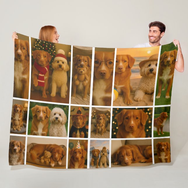 18 Photo Collage Personalized Template Fleece Blanket (In Situ)