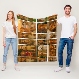 18 Photo Collage Personalized Template Fleece Blanket