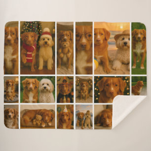 18 Photo Collage Personalized Template Sherpa Blanket