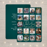 18 Photo Collage Teal What a Year! Modern Script Foil Holiday Card<br><div class="desc">What a year to remember! Send stylish joyful greetings and share 18 of your favourite pictures with a custom 5x7 photo collage teal and rose gold foil holiday card. Text on this template is simple to personalize to include any wording such as Merry Christmas, Happy Holidays, Seasons Greetings, New Years...</div>