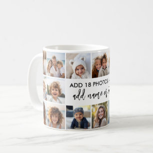 18 Photo Collage with Modern Text in Centre Coffee Mug