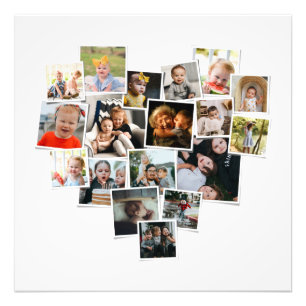 18 Photos Collage Heart Shape -  Photo Print