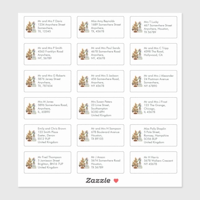 18 Recipient Name Address Mice Christmas  (Sheet)
