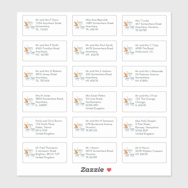 18 Recipient Name Address Reindeer Happy New Year (Sheet)