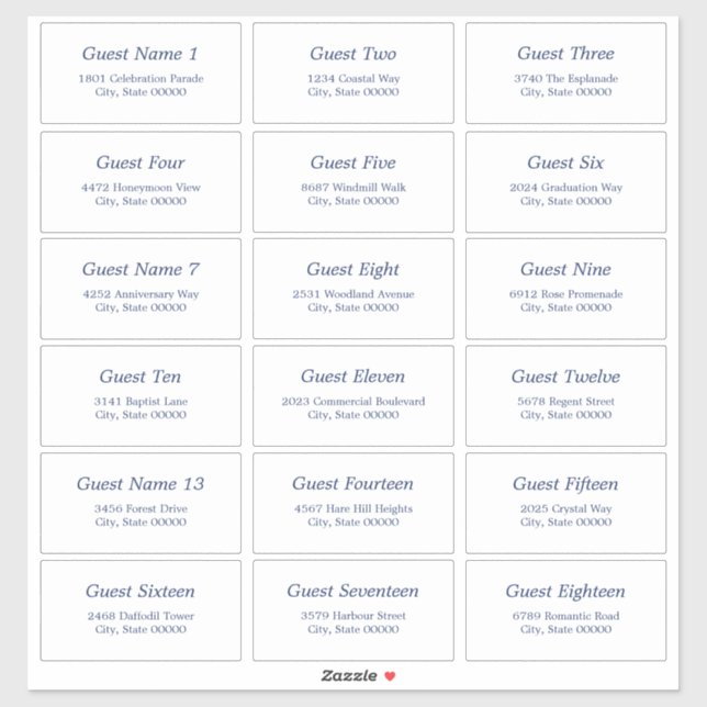 18 Sticker bleu marine Étiquette de adresse blanc (Feuille)