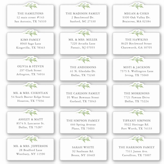 18 Sticker d'adresse de livraison Mariage de verdu (Devant)