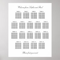 18 Table Elegant Minimalist Seating Chart