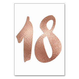 18 Table  Number White Metallic Pink Rose Gold