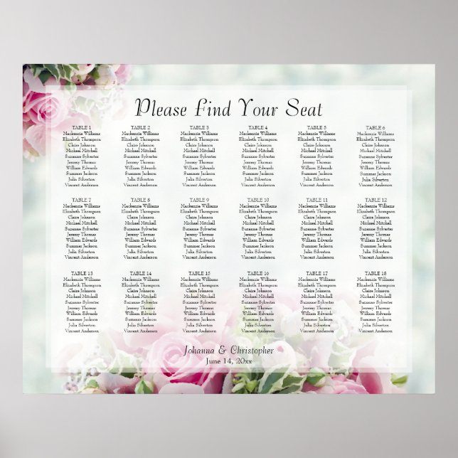 18 Tableau Mariage Roses roses rose (Devant)