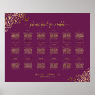 18 Tableau Mariage Sièges Cassis Purple Gold