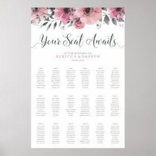 18 Tableau Sièges Bordure florale rose