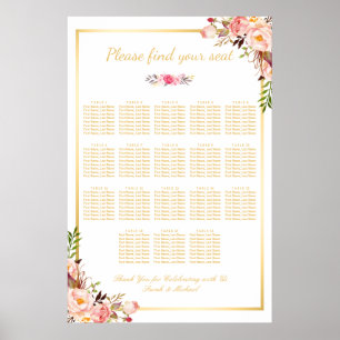 18 Tableaux Mariage Tableau de siège Floral Gold F