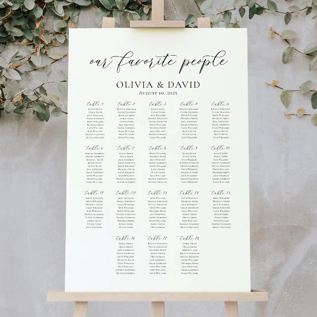 18 Tables Our Favourite People Seating Chart | Zazzle