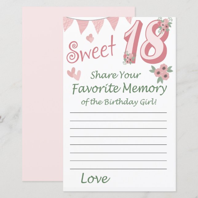 18 th birthday Favourite Memory of the Birthday Gi (Front/Back)