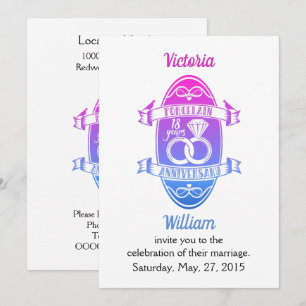 18 traditional Porcelain 18th wedding anniversary Invitation