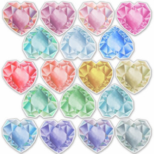 18 Watercolor Heart Gemstones Cute Colourful Fu