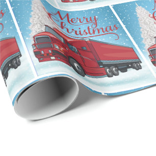 18 Wheeler Truck And Trailer  Big Rig Christmas Wrapping Paper