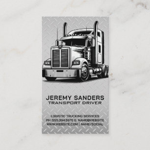 18 Wheeler Truck Diamond Plate Steel Background Business Card