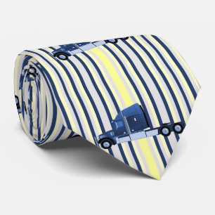 18 Wheeler Truck On Blue Stripe Tie