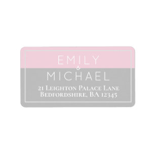 18 x Sugar Pink Grey Modern Return Address Labels