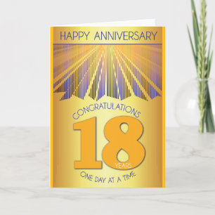 18 Year 12 Step Recovery Anniversary Customized Card