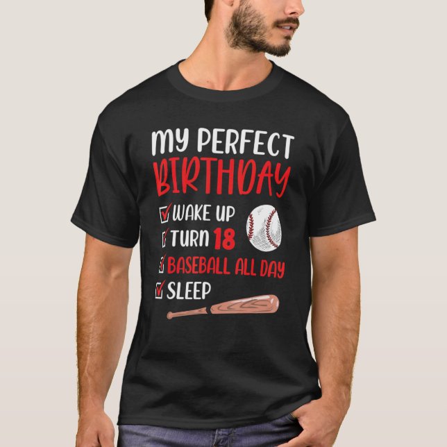 18 Year Old Baseball Birthday Party 18th Boy Eight T-Shirt (Front)