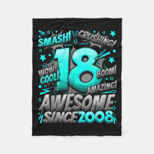 18 Year Old For Boys 18th Birthday Boy 18 Year Old Fleece Blanket
