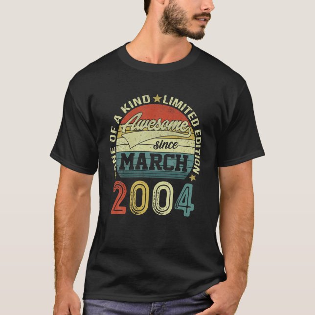 18 Year Old Gifts Awesome Since March 2004 18Th Bi T-Shirt (Front)