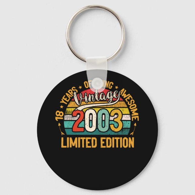 18 Year Old Gifts Vintage 2003 18th Birthday Keychain (Front)