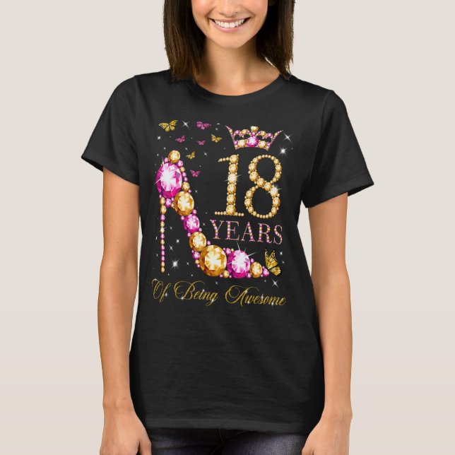 18 Years Of Being Awesome 18 Years Old 18th Birthd T-Shirt (Front)