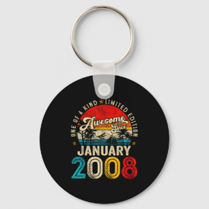 18 Years Old Awesome Since January 2008 18th Birth Keychain