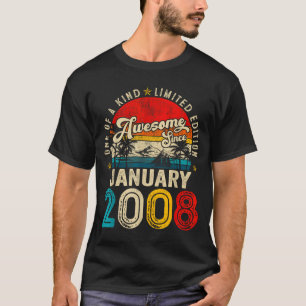 18 Years Old Awesome Since January 2008 18th Birth T-Shirt