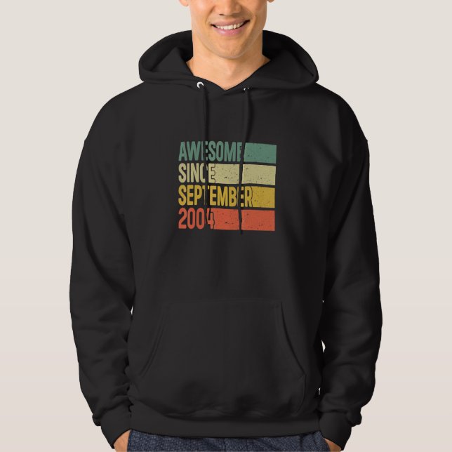 18 Years Old  Awesome Since September 2004 18th Bi Hoodie (Front)