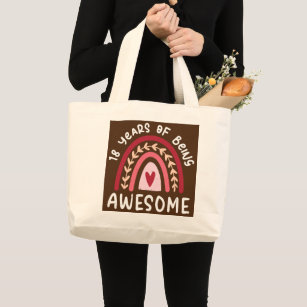 18 Years Old Girl Birthday Awesome 18th Bday Cute Large Tote Bag